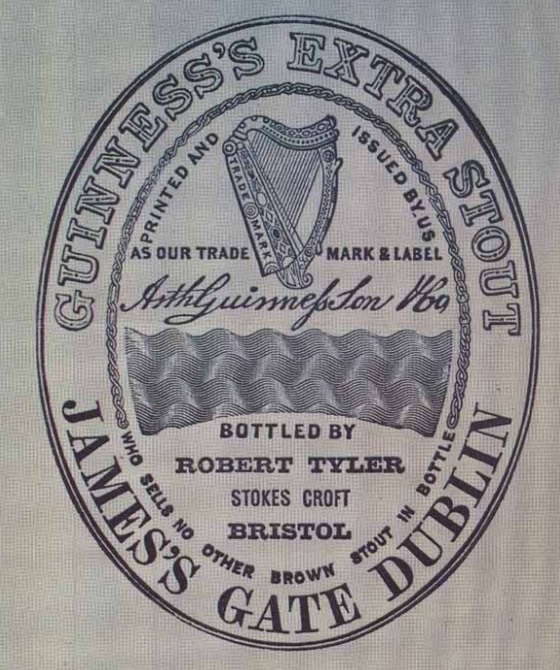 Primera etiqueta de cerveza Guinness que representa origen de las etiquetas de cerveza.