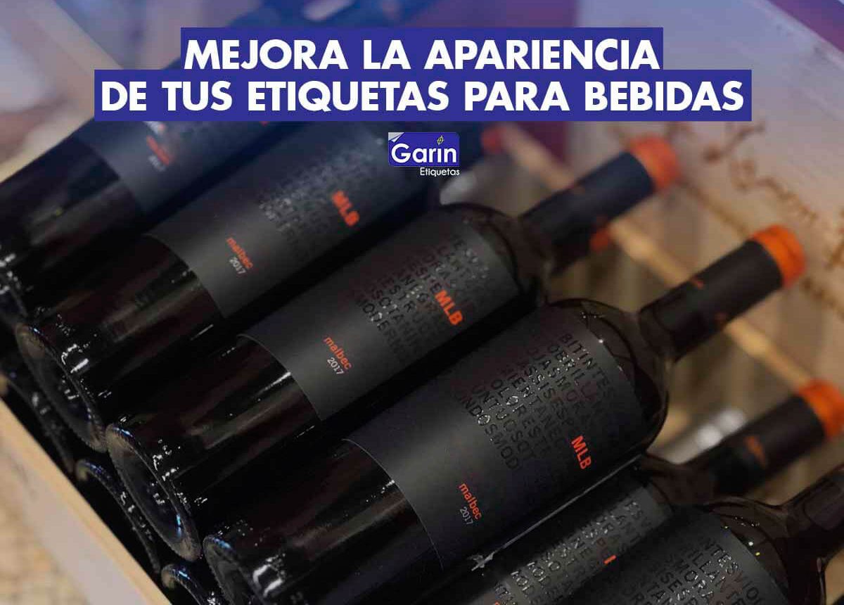 Botellas de vino con etiquetas para bebidas, con el título: Mejora la apariencia de tus etiquetas para bebidas