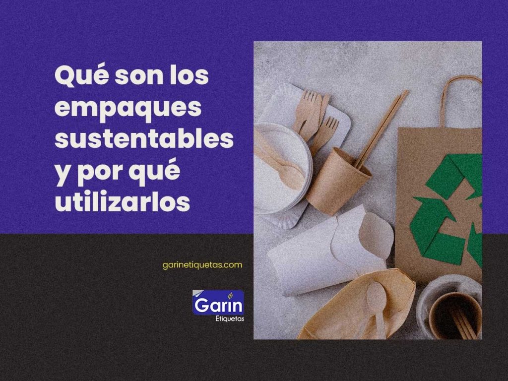Detalle de empaques sustentables hechos de materiales reciclables