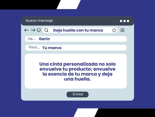  Ejemplo de mensaje publicitario sobre cintas personalizadas, destacando la conexión emocional que genera en el cliente.