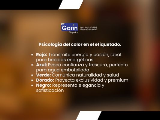 Tabla con colores y sus significados aplicados a etiquetas para bebidas