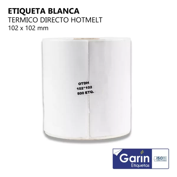 Rollo Etiqueta Térmica Directa 500pzs 102x102mm Garin - Image 3