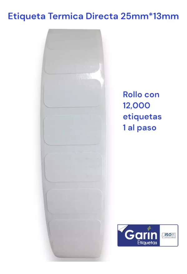 Rollo Etiqueta Termica Directa 25mmx13mm C/ 12000etiq Garin - Imagen 4