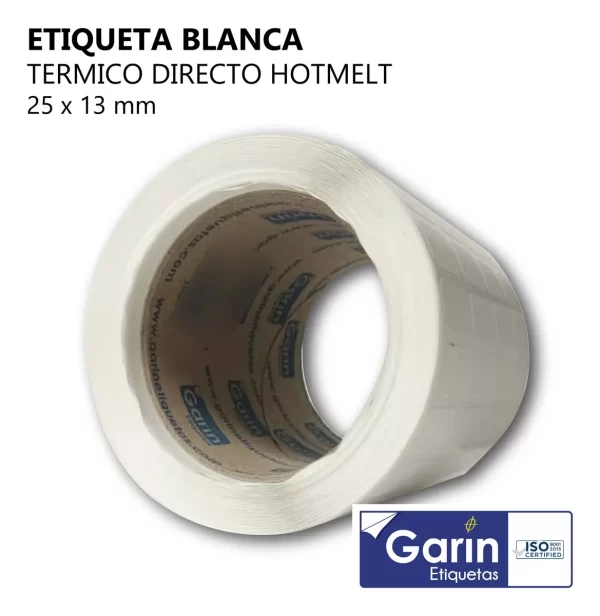 Rollo Etiqueta Thermal Transfer 12000pzs 25mmx13mm Garin - Image 2