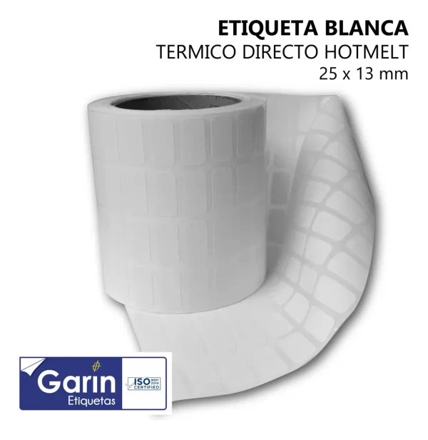 Rollo Etiqueta Thermal Transfer 12000pzs 25mmx13mm Garin - Image 3