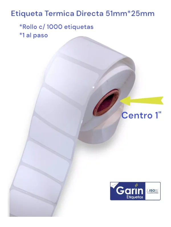 Rollo Etiqueta Térmica Directa 1000pzs 51x25mm Garin - Imagen 4