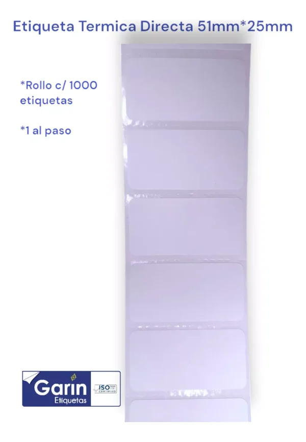 Rollo Etiqueta Térmica Directa 1000pzs 51x25mm Garin - Imagen 5
