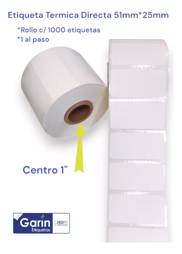 Rollo Etiqueta Térmica Directa 1000pzs 51x25mm Garin - Imagen 6