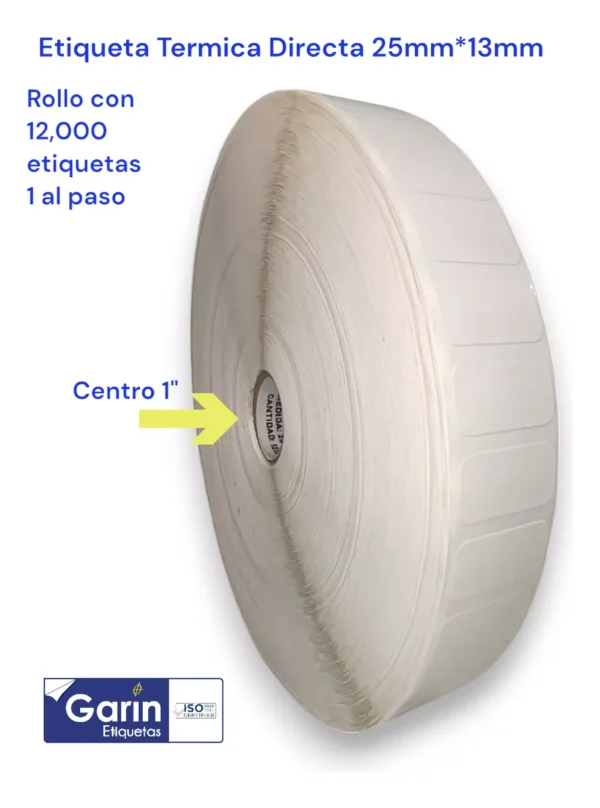 Rollo Etiqueta Termica Directa 25mmx13mm C/ 12000etiq Garin - Imagen 3
