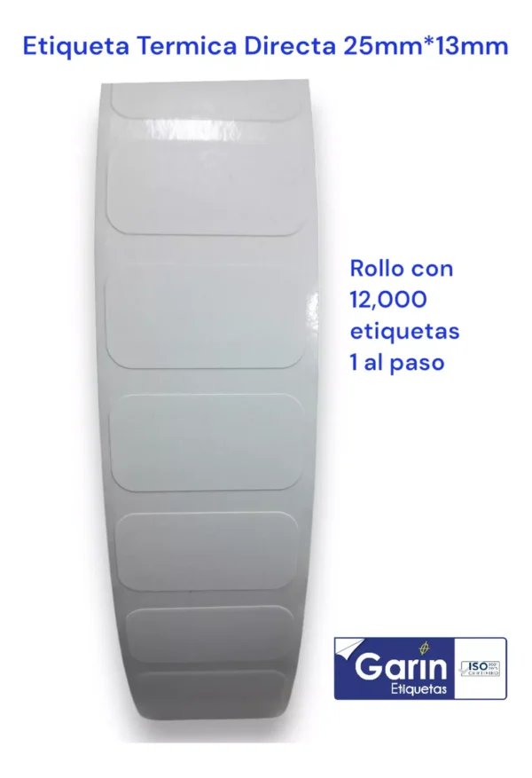 Rollo Etiqueta Termica Directa 25mmx13mm C/ 12000etiq Garin - Imagen 2
